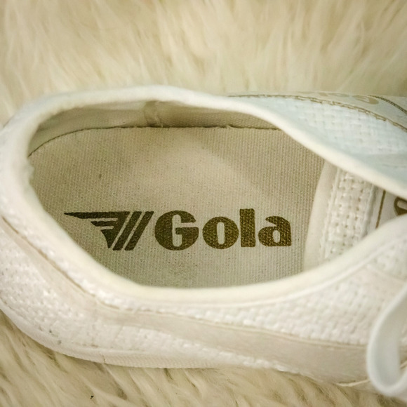 Gola Size 6 White Natural Coaster Raffia Low Top Lace Up Textile Upper Sneakers - Picture 6 of 9
